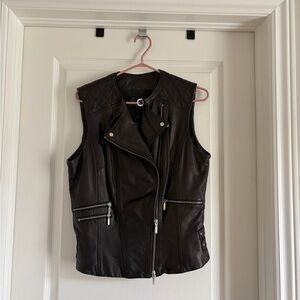 Women's Black Leather Vest - size medium